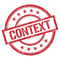 CONTEXT text written on red vintage stamp.