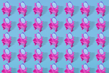 Trendy beauty pattern made of  makeup mirror and table.