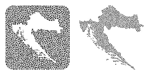 Map of Croatia collage designed with spheric dots and cut out shape. Vector map of Croatia composition of spheric dots in various sizes and gray color tints. Designed for abstract agitation.