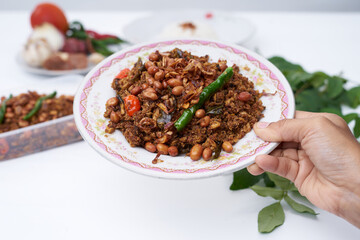 Stir Fried spicy Tuna chunks, Traditional Asian Seafood