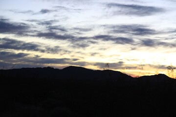 Mountain silhouette at night