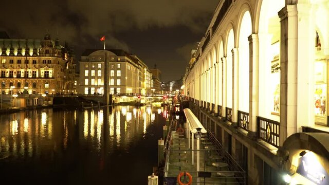 Amazing city center of Hamburg by night - travel photography by night