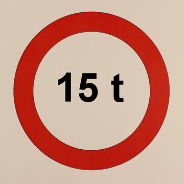 Illustration des Stra&szlig;enverkehrszeichens "Durchfahrt verboten f&uuml;r Fahrzeuge mit einem Gesamtgewicht von mehr als 15 Tonnen"