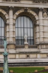 Brignole Galliera Square with fountain and Palais Galliera (naw museum of fashion and fashion history) building in the center. Paris, France.