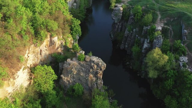 River in the stone canyon of the village of Buki