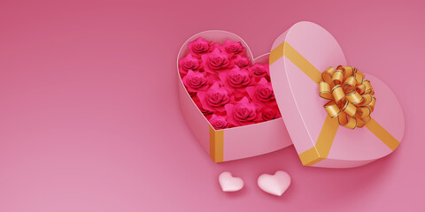 Obraz na płótnie Canvas Valentine concept background, Love card, 3d rendering.