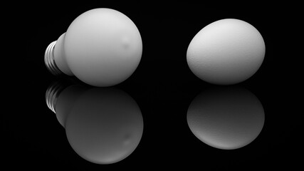 White egg and white lightbulb