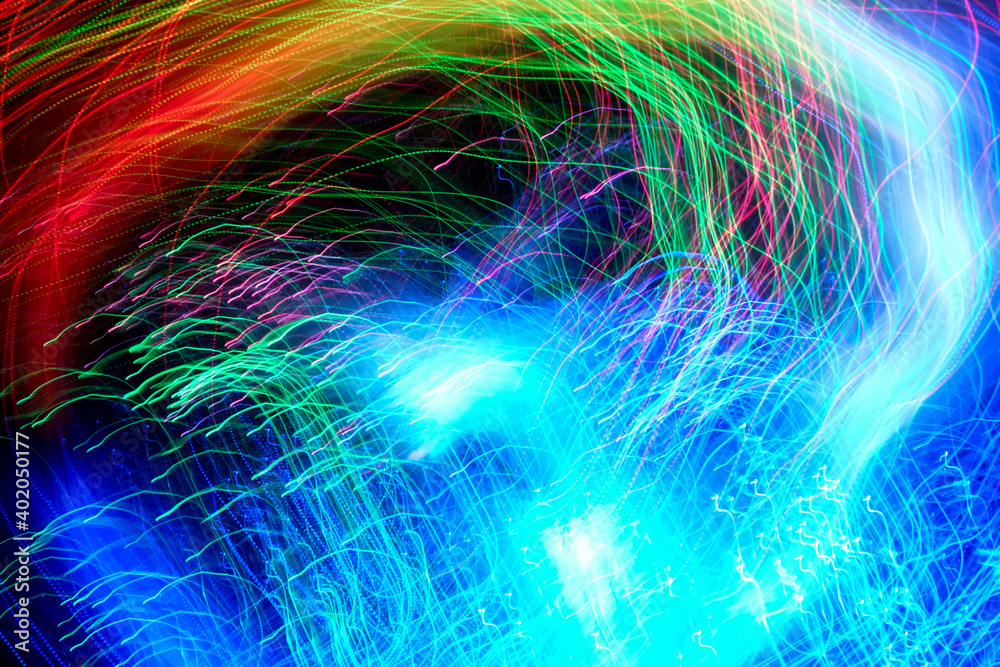 Canvas Prints abstract motion curved lights on dark background