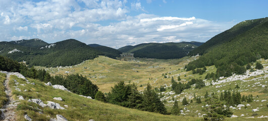 Fototapeta na wymiar Top of Velebit national park mountains.