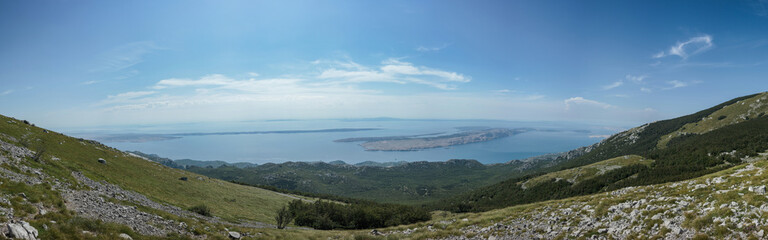 Obraz na płótnie Canvas View on Adriatic sea from the top of Velebit national park mountains.