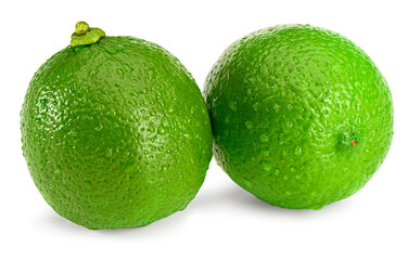 two green limes isolated on white background.