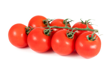 Chili tomatoes on white background.