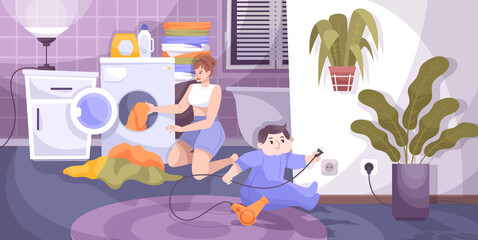 Obraz premium Child And Socket Danger Background