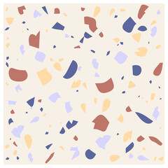 Terrazzo seamless pattern in pastel colors with abstract mosaic shapes. Modern terrazzo minimalist background, fashion or trendy design. Ideal for print.