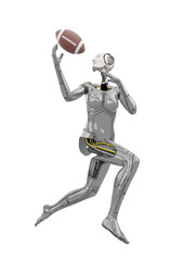 cyborg girl doing is playing american football