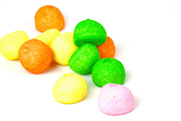 colorful marshmallow on the white