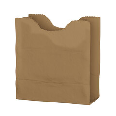 Empty handle-less realistic craft paper bag for mockup usage. 3d rendering