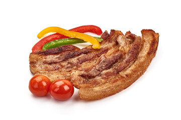 Grilled pork belly, isolated on white background