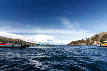 San Pedro de Tiquina, Titicaca lake: Lake passage ships transporting cars through the lake towards the islands