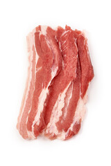 Raw pork belly, isolated on white background