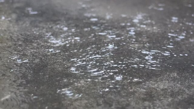 Rain drop splashing on ground