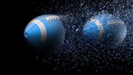 American Football Ball with Particles. 3D illustration. 3D high quality rendering. 3D CG.	