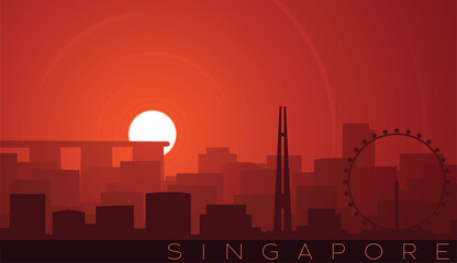 Singapore Low Sun Skyline Scene