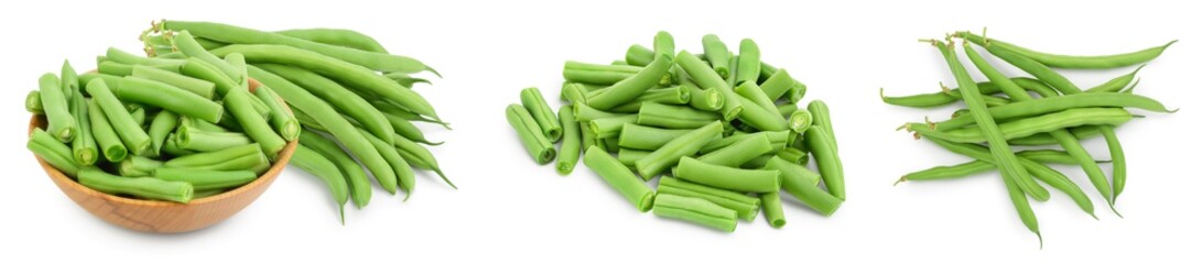 Green beans isolated on a white background with full depth of field. Setor collection