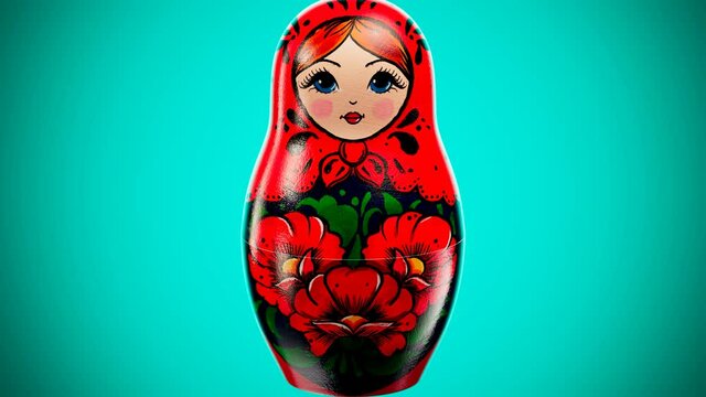 Beautiful handmade matryoshka dolls. Animation showing inside of Babushka.