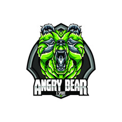 bear head mascot logo design vector with a modern color concept and badge emblem style for sports team. Angry bear illustration tshirt printing.