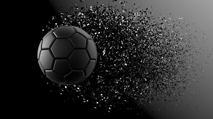 Naklejka premium Soccer ball with Particles under Black Background. 3D sketch design and illustration. 3D high quality rendering. 