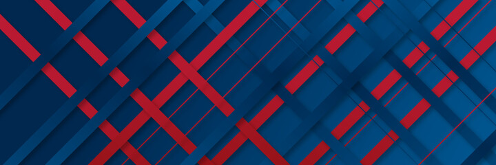 Modern red blue abstract background with stylish overlap line. Suit for presentation design and wide banner