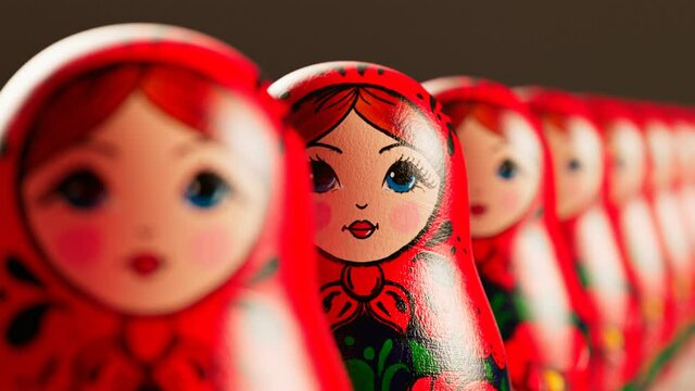 Matryoshka dolls in a row. An infinite number of babushkas one after another.