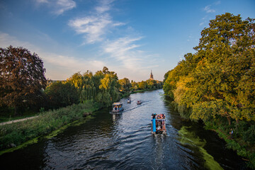 View of the Havel river in Potsdam from bridge in summer with blue sky, Germany