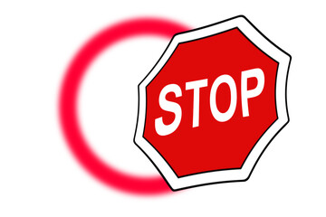Znak stop i rozmyty zakaz ruchu razem. - obrazy, fototapety, plakaty