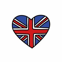 england flag doodle icon, vector color illustration