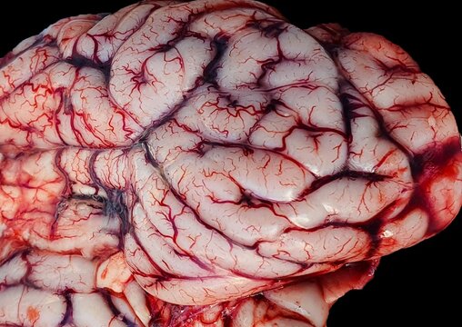 a brain with blood veins