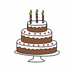 birthday cake doodle icon, vector color illustration