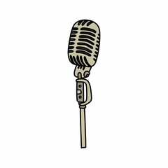 Fototapeta premium microphone doodle icon, vector color line illustration