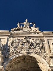 Classic Statues Greek and Roman in Arcos da Rua Augusta Downtown Lisbon Portugal Terreiro do Paco