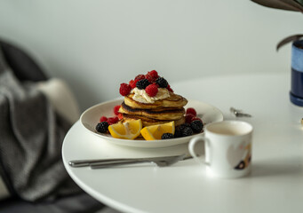 Breakfast pancakes with berries