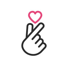 finger heart gesture icon, vector color illustration