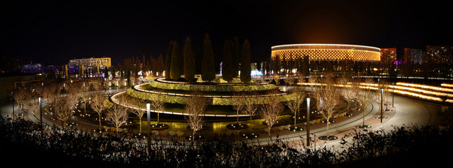 Fototapeta premium night view on the park in Krasnodar 