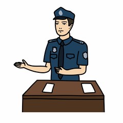 police officer doodle icon, vector color line illustration