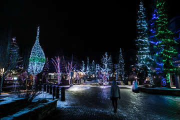 Whistler village nearly empty due to Covid 19 closures.