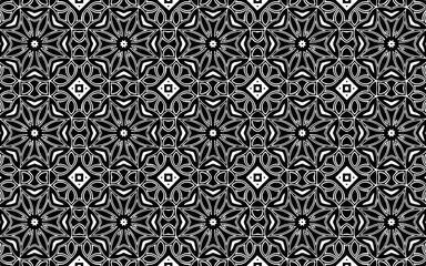 Ethnic unique geometric background in Mexican, Native American, African style for coloring. Abstract black white template.