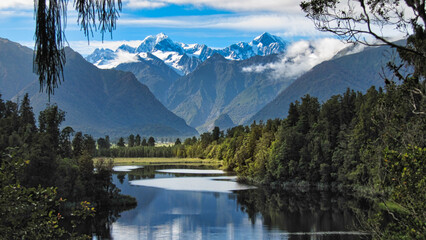 View of Mt Tasman and Mt Cook  New Zealand
