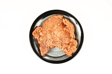 Delicious juicy pork chop on white background