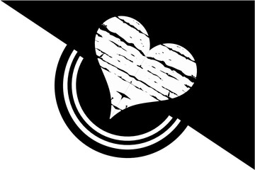 Valentine's day background. Wedding invitation background. Black and white background with heart illustration. 