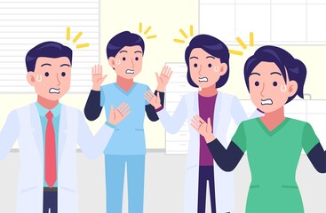 Fototapeta premium Young and healthy healthcare professionals with background